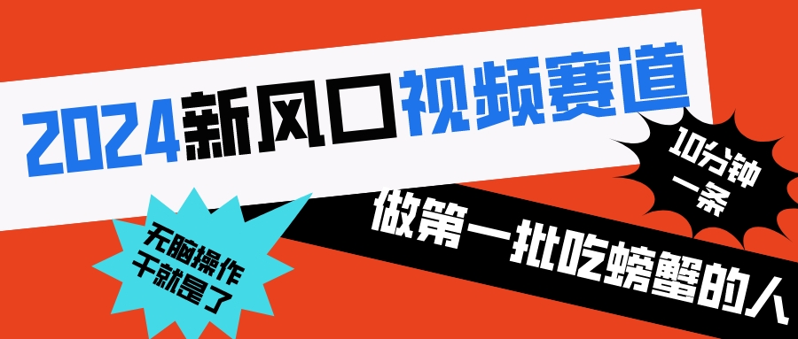2024新风口视频赛道 做第一批吃螃蟹的人 10分钟一条原创视频 小白无脑操作1-九源吧网赚