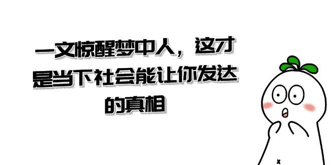 某公众号付费文章《一文 惊醒梦中人，这才是当下社会能让你发达的真相》-九源吧网赚学院