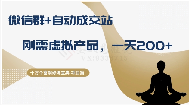 十万个富翁修炼宝典之8.微信群+自动成交站，刚需虚拟产品，一天200+-九源吧网赚