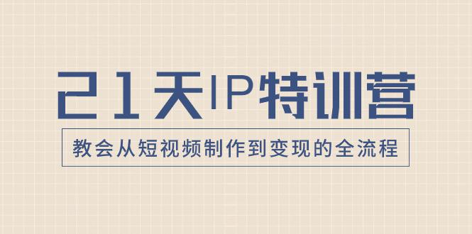 21天IP特训营：带你从零变成短视频创作大师，走向变现之路！-九源吧网赚