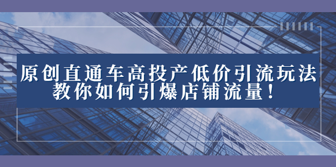 2023全新直通车引流玩法揭秘：高效投产低价引爆店铺流量！-九源吧网赚