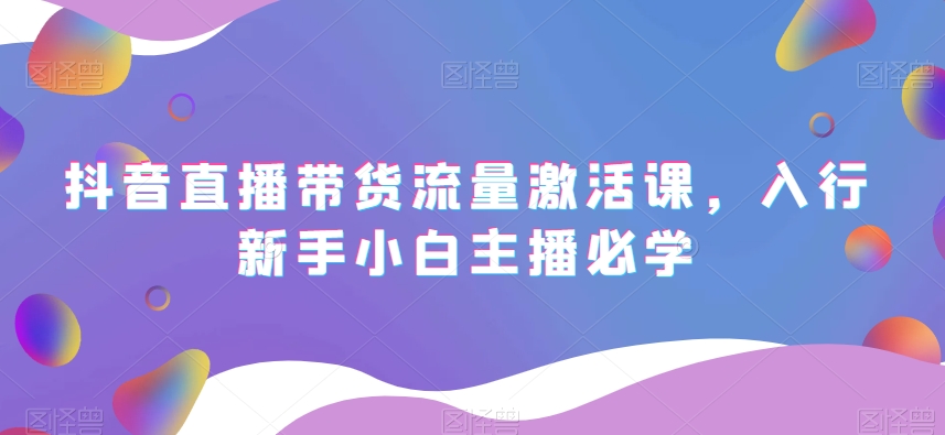 抖音直播带货入门，抖音直播带货流量激活课，助你轻松开创直播人生-九源吧网赚