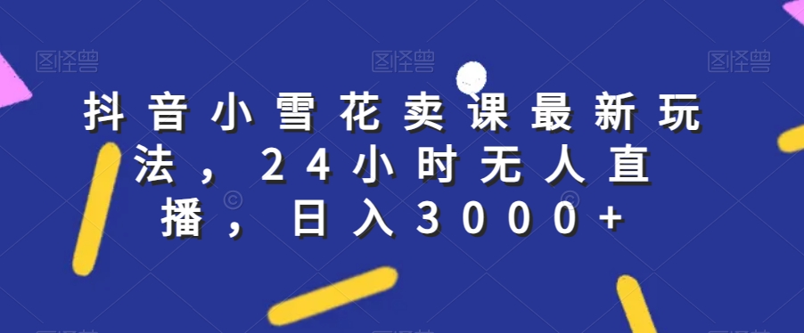 抖音小雪花卖课最新玩法，24小时无人直播，日入3000+【揭秘】-九源吧网赚