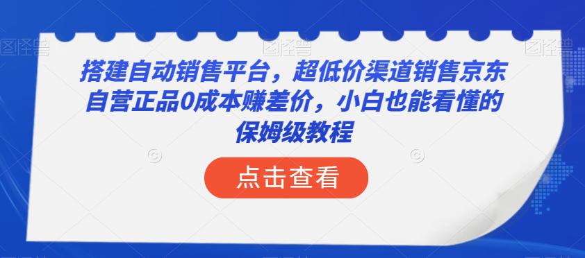 搭建自动销售平台，超低成本销售京东自营正品的保姆级教程！小白也能轻松上手，实现年入50万！-九源吧资源站