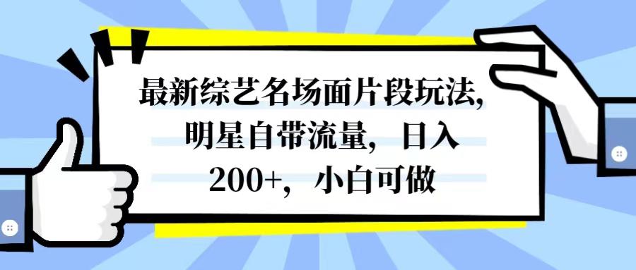 最新综艺名场面片段玩法，明星自带流量，日入200+，小白可做-九源吧资源站