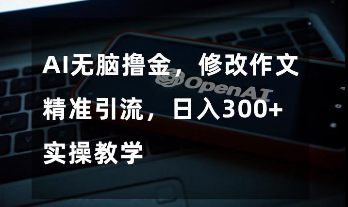 AI无脑撸金，修改作文精准引流，日入300+，实操教学【揭秘】-九源吧网赚
