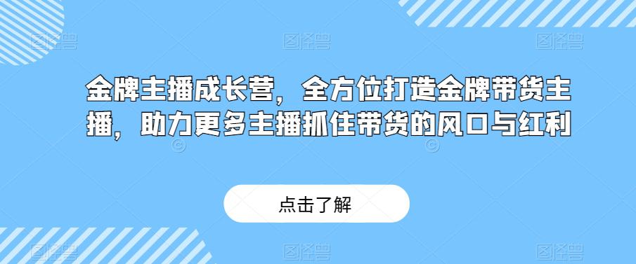 金牌主播成长营：打造带货高手，紧跟直播带货风口（29节课）-九源吧网赚