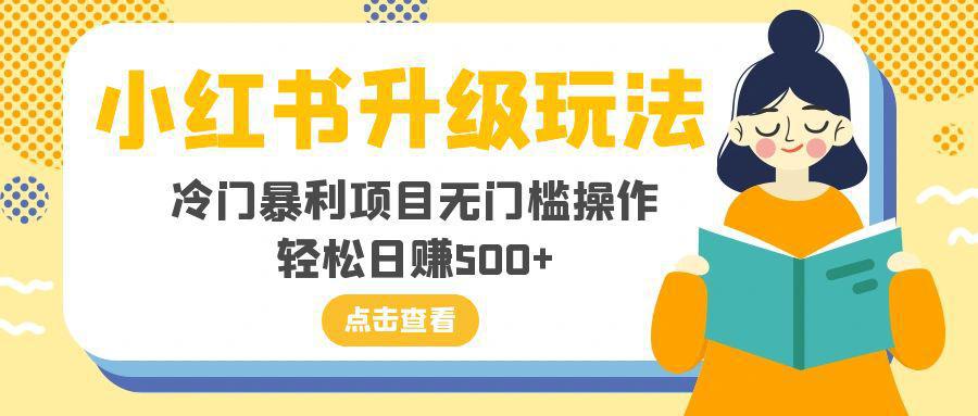 小红书新玩法，冷门暴利项目无门槛操作，轻松日赚500+-九源吧网赚