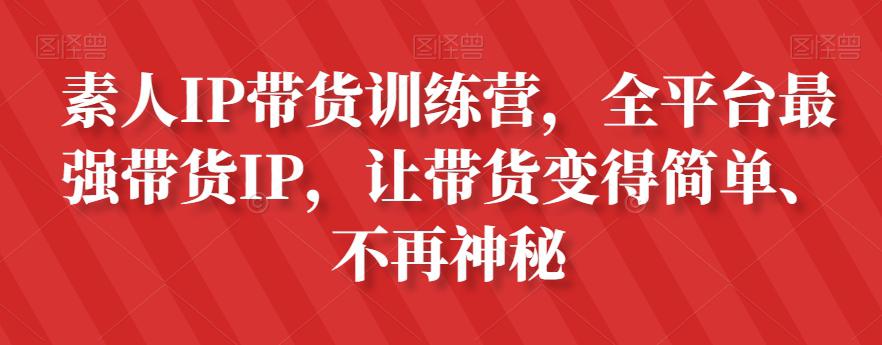 素人IP带货攻略：全平台最强带货IP，让带货变得简单、不再神秘-九源吧网赚