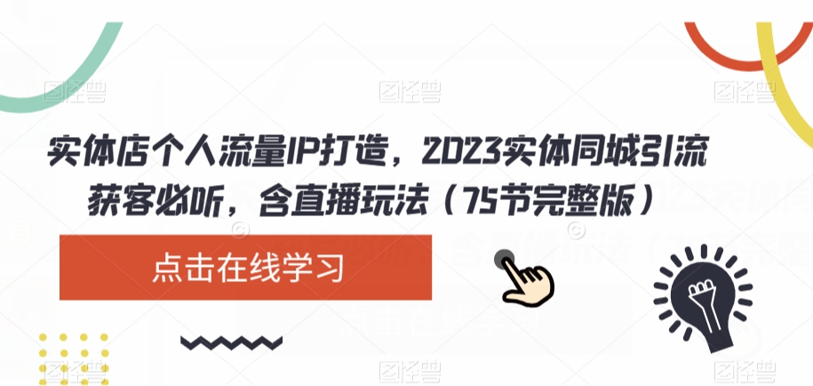 2023实体店同城引流攻略：破解流量密码，直播玩法大揭秘（75节完整版）-九源吧网赚
