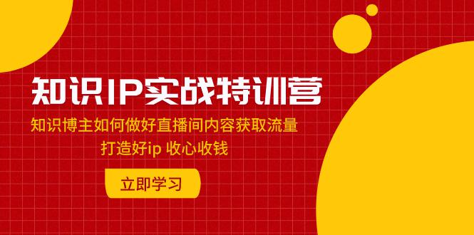 知识IP实战特训营：知识博主如何做好直播间内容获取流量 打造好ip 收心收钱-九源吧网赚