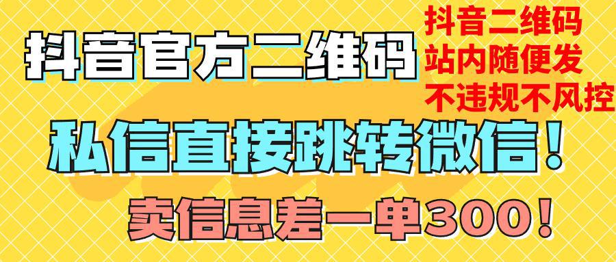 价值3000的技术！抖音二维码直跳微信！站内无限发不违规！-九源吧网赚