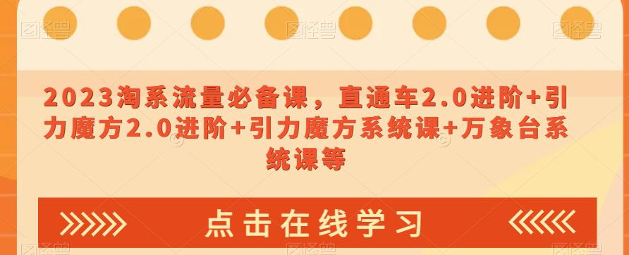 2023淘宝流量爆款课：直通车2.0进阶，引力魔方系统让你轻松引爆销售-九源吧网赚