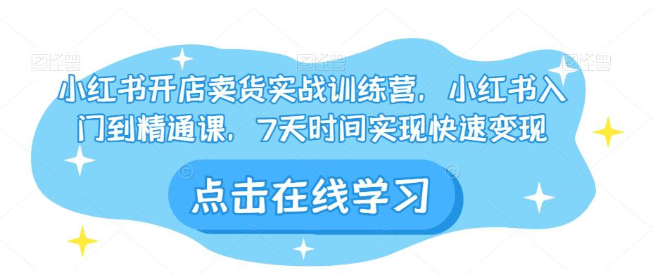 小红书开店卖货实战训练营，小红书入门到精通课，7天时间实现快速变现-九源吧网赚