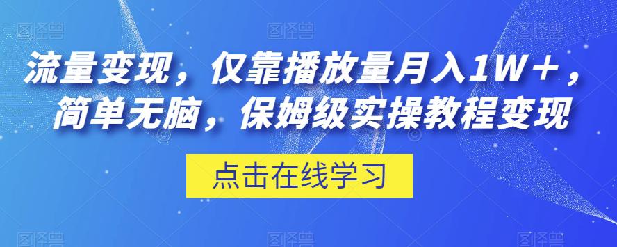 流量变现，仅靠播放量月入1W＋，简单无脑，保姆级实操教程【揭秘】-九源吧网赚学院