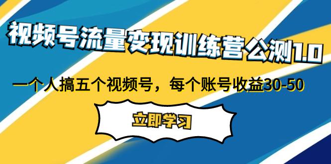 视频号流量变现公测1.0：走进你的小副业，一人掌握五个视频号，每个账号收益30-50-九源吧网赚学院