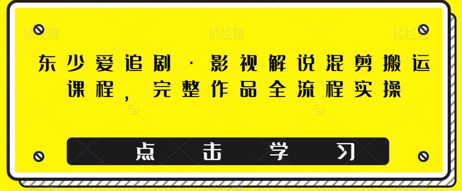 东少爱追剧·影视解说混剪搬运课程，完整作品全流程实操-九源吧网赚学院
