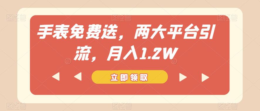 手表免费送，两大平台引流，月入1.2W【揭秘】-九源吧网赚学院