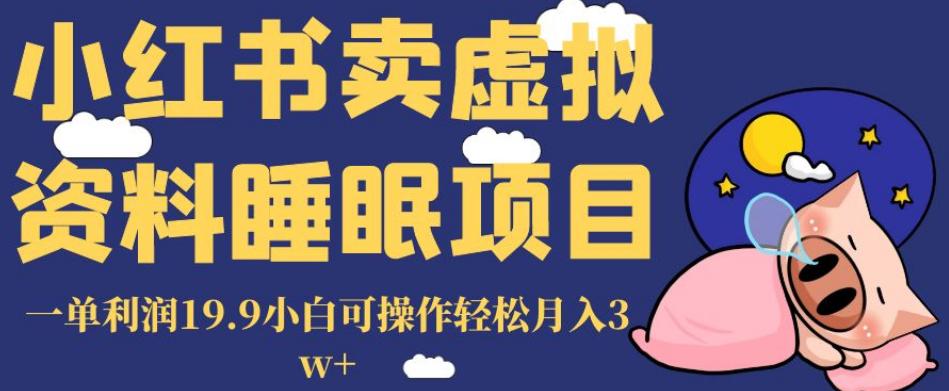 小红书卖虚拟资料睡眠项目，一单利润19.9小白可操作轻松月入3W+【揭秘】-九源吧网赚