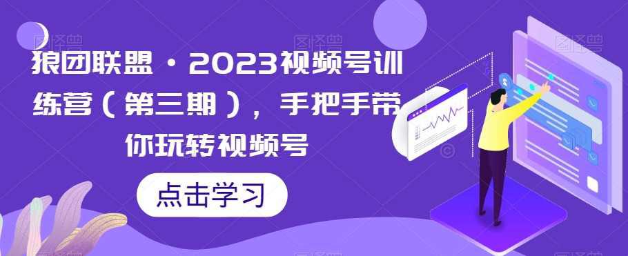 狼团联盟·2023视频号训练营（第三期），手把手带你玩转视频号-九源吧网赚