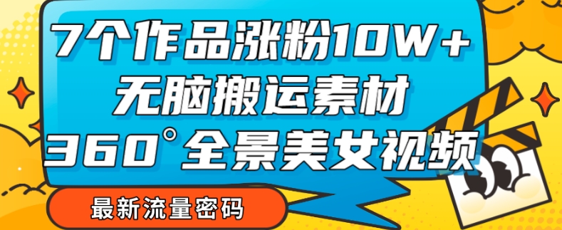 7个作品涨粉10W+，无脑搬运素材，全景美女视频爆款玩法分享【揭秘】-九源吧网赚学院