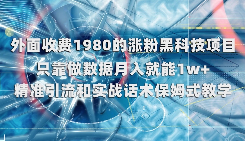 外面收费1980的涨粉黑科技项目，只靠做数据月入就能1W+【揭秘】-九源吧网赚