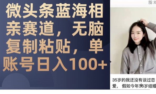 微头条相亲玩法！无脑复制粘贴，，蓝海赛道单账号日入100！-九源吧网赚