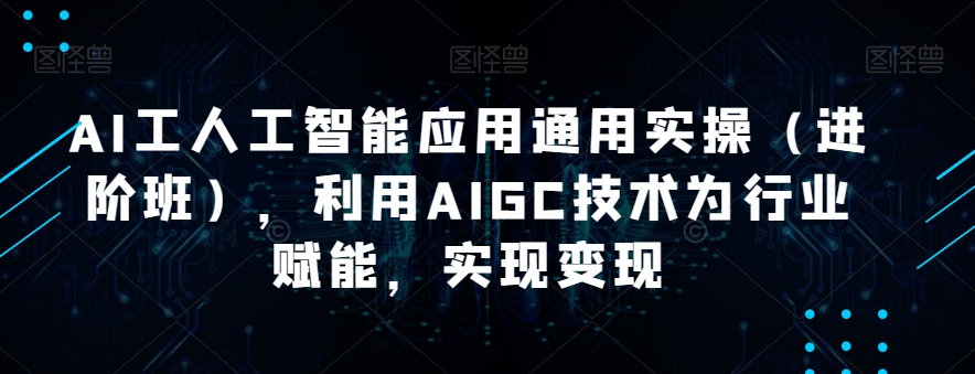 AI工人工智能应用通用课程（进阶班），利用AIGC技术为行业赋能，实现变现-九源吧网赚学院