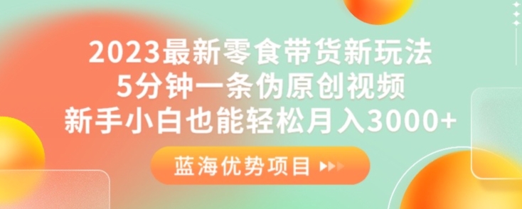 2023最新零食带货新玩法，5分钟一条伪原创视频，新手小白也能轻松月入3000+【揭秘】-九源吧网赚