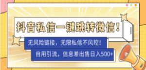 外面卖1980的技术！抖音私信一键跳转微信！无风险卡片不屏蔽-九源吧网赚