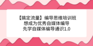 【搞定流量】编导思维培训班，想成为优秀自媒体编导先学自媒体编导通识1.0-九源吧网赚学院