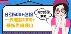 日引500+色粉，一天收款1000+九月份最新男粉项目（附753G素材）-九源吧网赚学院