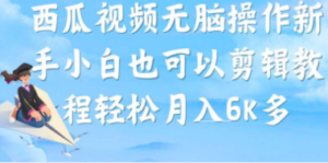西瓜视频搞笑号，无脑操作新手小白也可月入6K-九源吧网赚