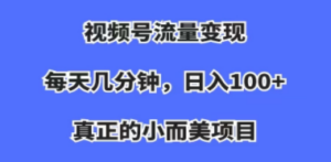 视频号流量变现，每天几分钟，收入100+，真正的小而美项目-九源吧网赚