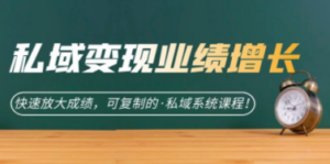 私域·变现业绩增长：快速放大成绩，可复制的·私域系统课程-九源吧网赚