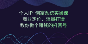 个人IP·创富系统实操课：商业定位，流量打造，教你做个赚钱的抖音号-九源吧网赚