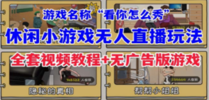 抖音爆火的休闲小游戏“看你怎么秀”无人直播玩法【全套教程+游戏+软件】-九源吧资源站