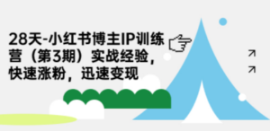 28天-小红书博主IP训练营（第3期）实战经验，快速涨粉，迅速变现-九源吧网赚
