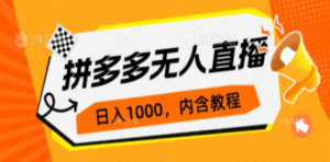 拼多多无人直播不封号玩法，0投入，3天必起，日入1000+-九源吧网赚