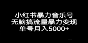 小红书暴力音乐号，无脑搞流量暴力变现，单号月入5000+-九源吧网赚