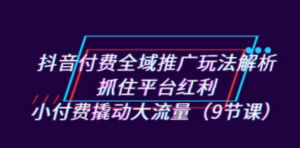 抖音付费全域推广玩法解析：抓住平台红利，小付费撬动大流量（9节课）-九源吧网赚学院