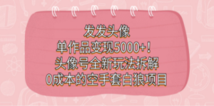 发发头像，单作品变现5000+！头像号全新玩法拆解，0成本的空手套白狼项目-九源吧资源站