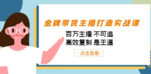 金牌带货主播打造实战课：百万主播 不可追，高效复制 是王道（10节课）-九源吧资源站