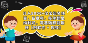 月入9000+宝宝起名项目，巨暴利 每单都是纯利润，0基础躺赚【附软件+视频】-九源吧网赚