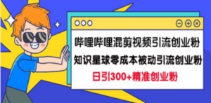 哔哩哔哩混剪视频引流创业粉日引300+知识星球零成本被动引流创业粉一天300+-九源吧网赚