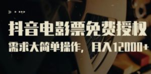 抖音电影票免费授权，需求大简单操作，月入12000+（教程+素材打包）-九源吧网赚