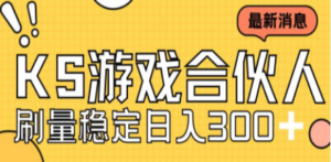 快手游戏合伙人新项目，新手小白也可日入300+，工作室可大量跑-九源吧网赚学院