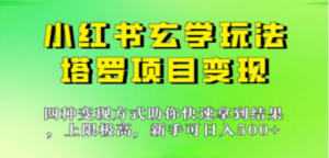 新手也能日入500的玩法，上限极高，小红书玄学玩法，塔罗项目变现大揭秘-九源吧网赚