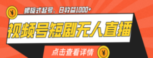 视频号短剧无人直播，螺旋起号，单号日收益1000+-九源吧网赚学院