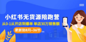 小红书无货源陪跑营：从0-1从开店到爆单 单店30万销售额（更至8月-36节课）-九源吧网赚学院